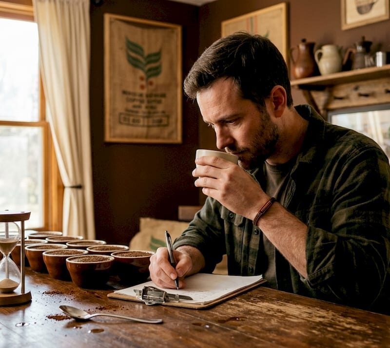 Coffee professional tasting Arabica coffee
