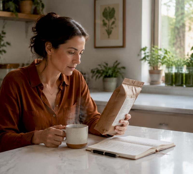 Nutritionist examining Arabica coffee nutrients